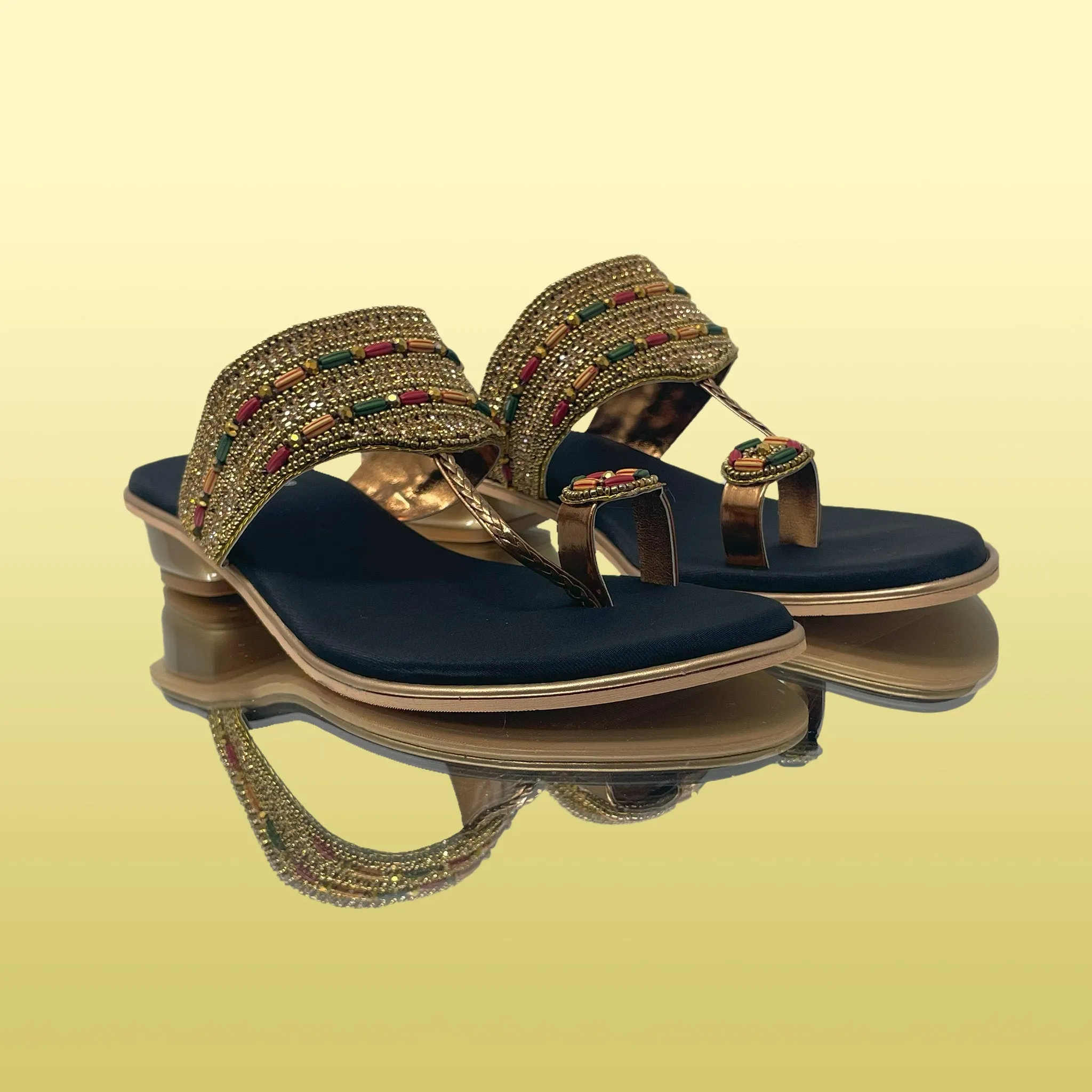 Antique Zari Embellished Toe-ring Heels