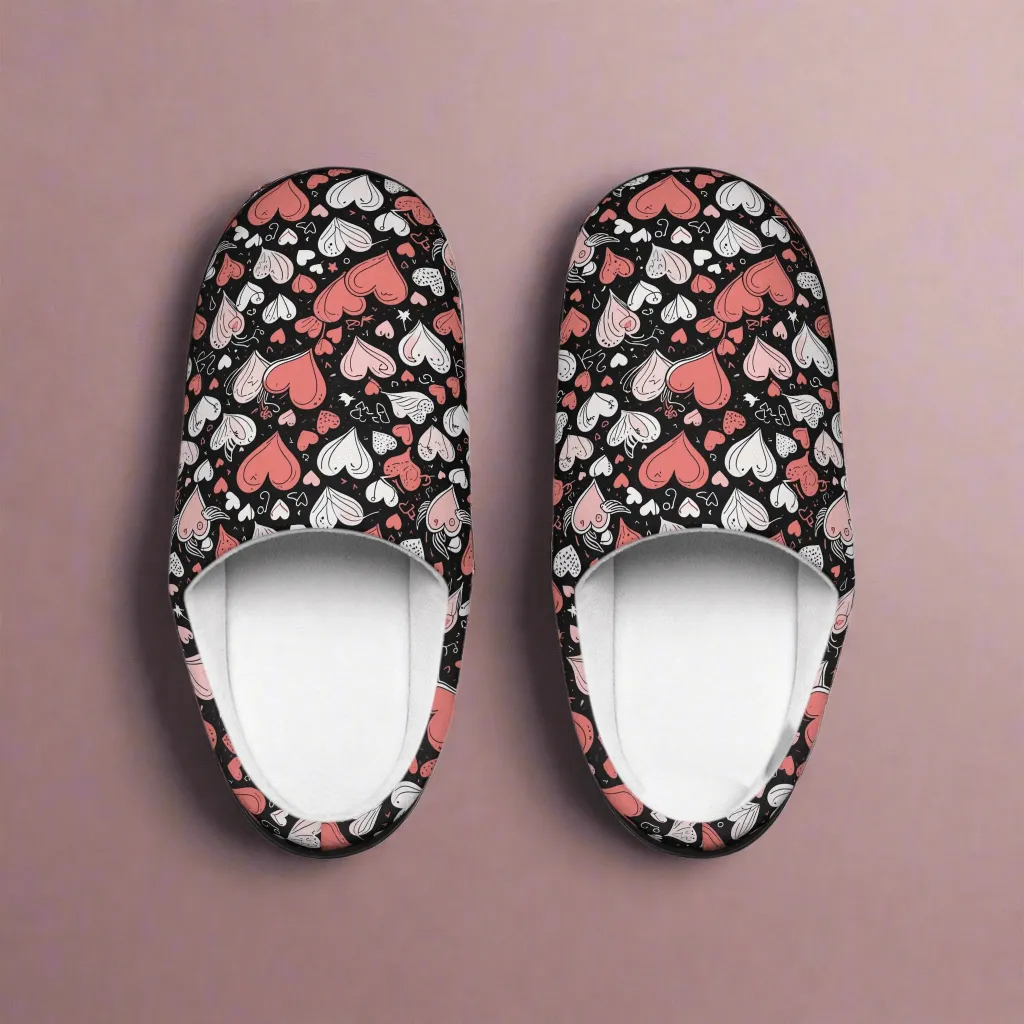 Cozy Colorful Hearts Women's Indoor Slippers