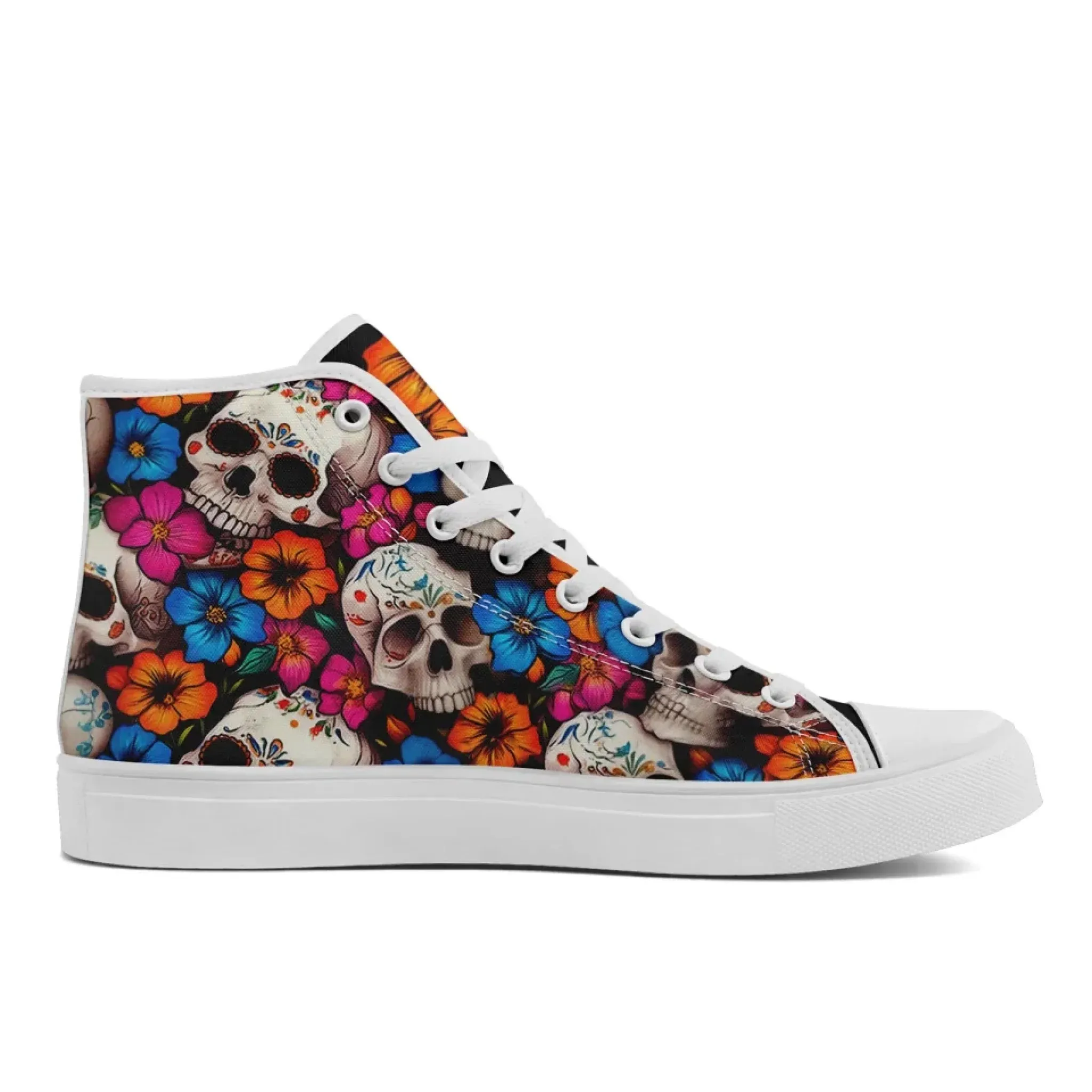 Personalized Gothic Sneakers, Custom Skull Fashion Shoes, Stylish High Top Shoes