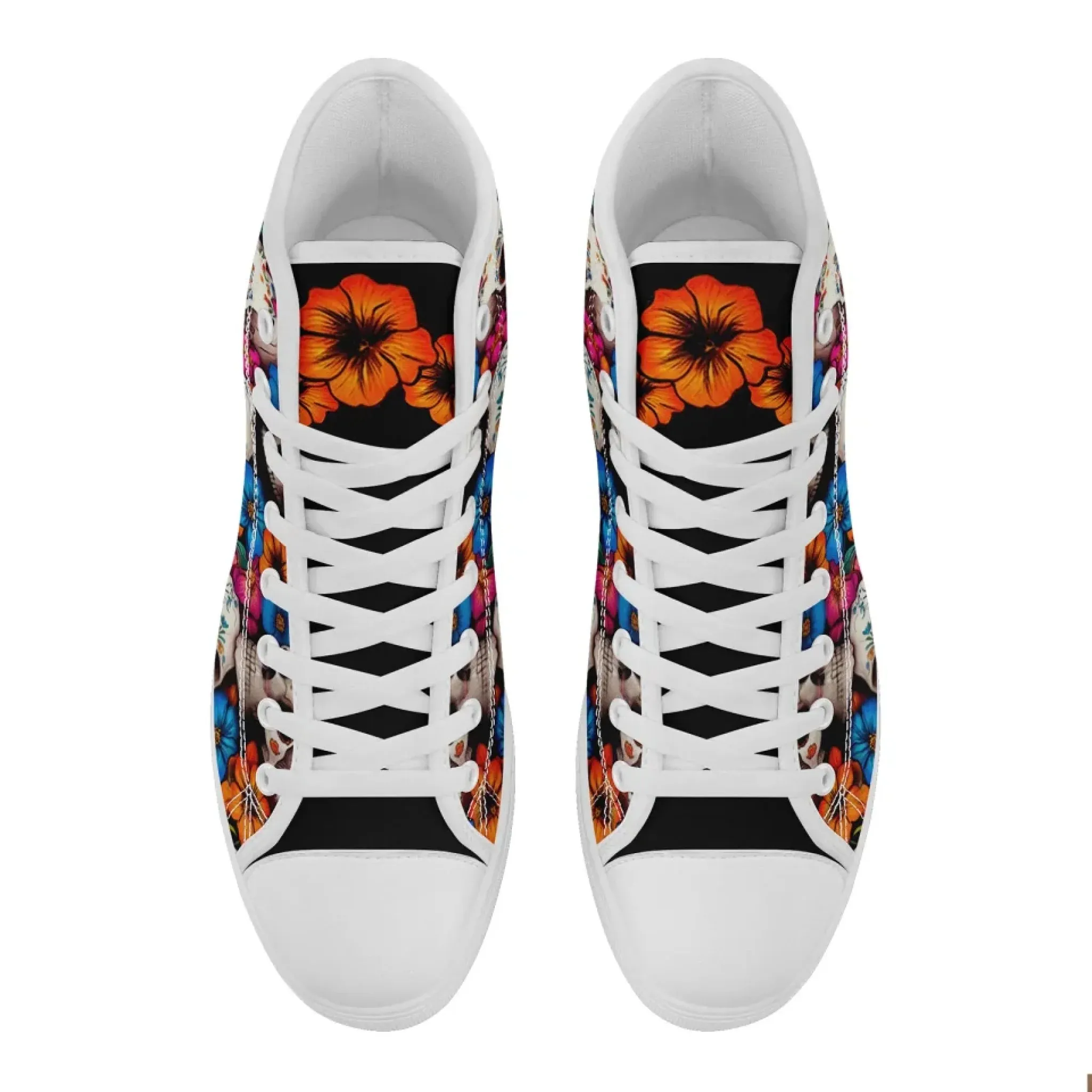 Personalized Gothic Sneakers, Custom Skull Fashion Shoes, Stylish High Top Shoes