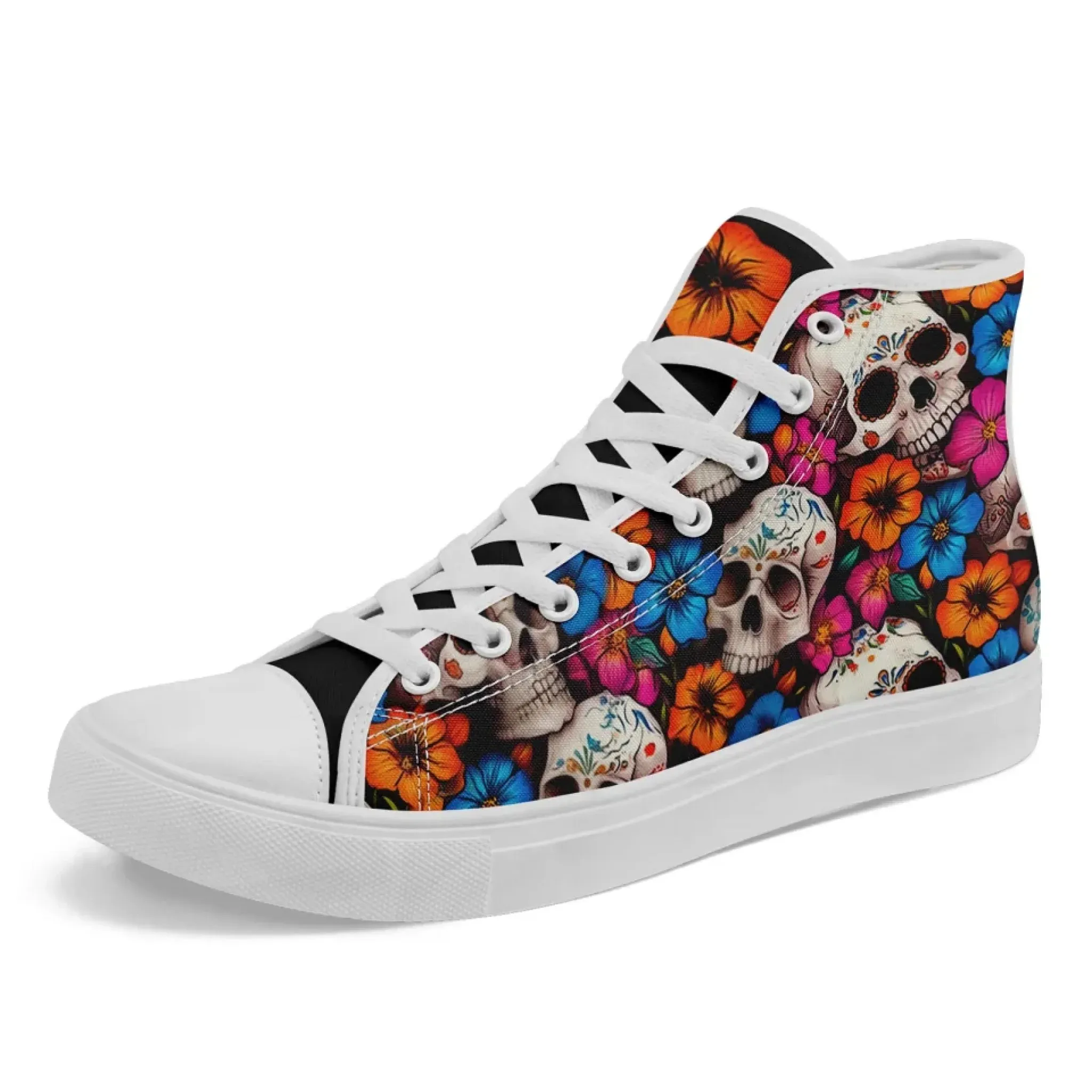 Personalized Gothic Sneakers, Custom Skull Fashion Shoes, Stylish High Top Shoes