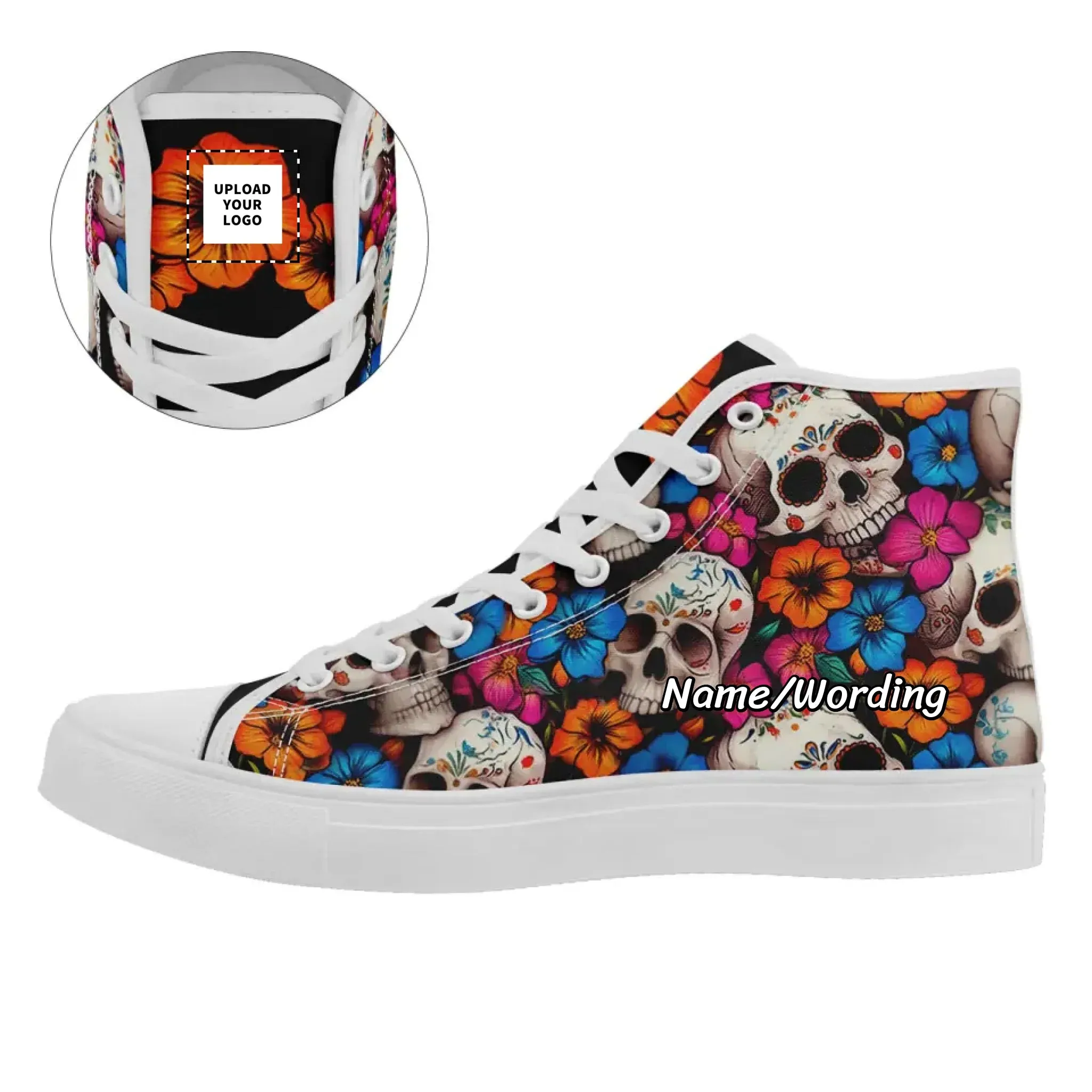 Personalized Gothic Sneakers, Custom Skull Fashion Shoes, Stylish High Top Shoes