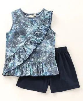 Tie Dye Front Frill Top and Short Set