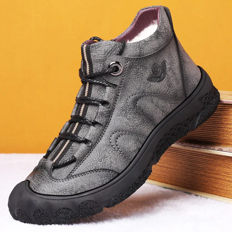 Warm Snow Boots, Winter Warm Ankle Boots, Fur Lining Boots,Waterproof Thickening Winter Shoes for Men