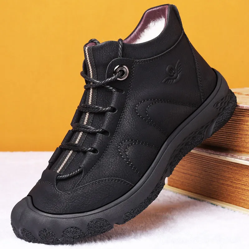 Warm Snow Boots, Winter Warm Ankle Boots, Fur Lining Boots,Waterproof Thickening Winter Shoes for Men